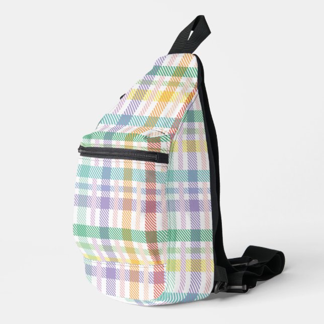 Seamless Pattern Plaid Light Colourful Sling Bag (Right Corner)