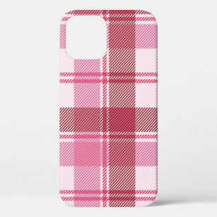 Seamless pattern plaid pink pastel. Square grid pa iPhone 12 Case