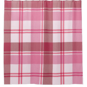 Seamless pattern plaid pink pastel. Square grid pa Shower Curtain