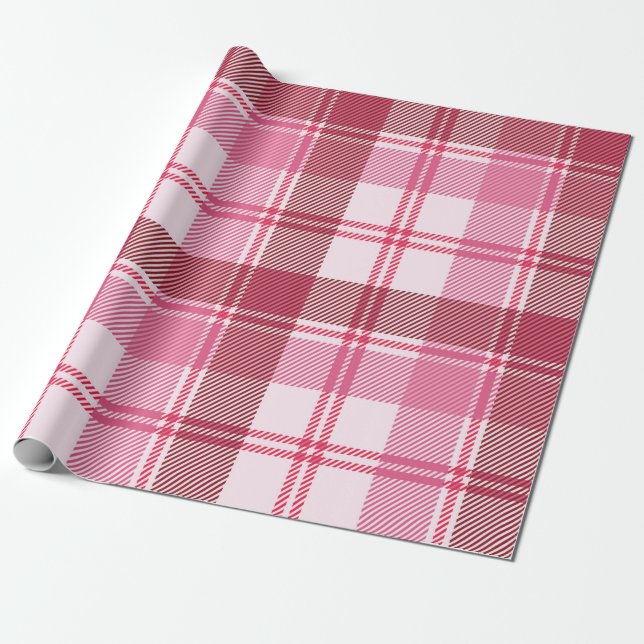 Seamless pattern plaid pink pastel. Square grid pa Wrapping Paper (Unrolled)
