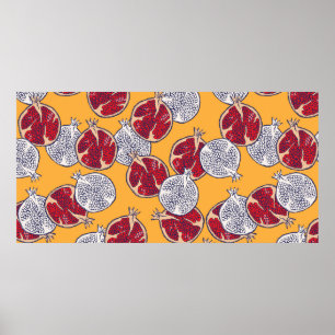 Seamless pattern. Pomegranate hand drawn. Poster