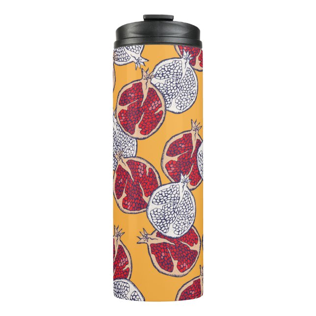 Seamless pattern. Pomegranate hand drawn.  Thermal Tumbler (Front)
