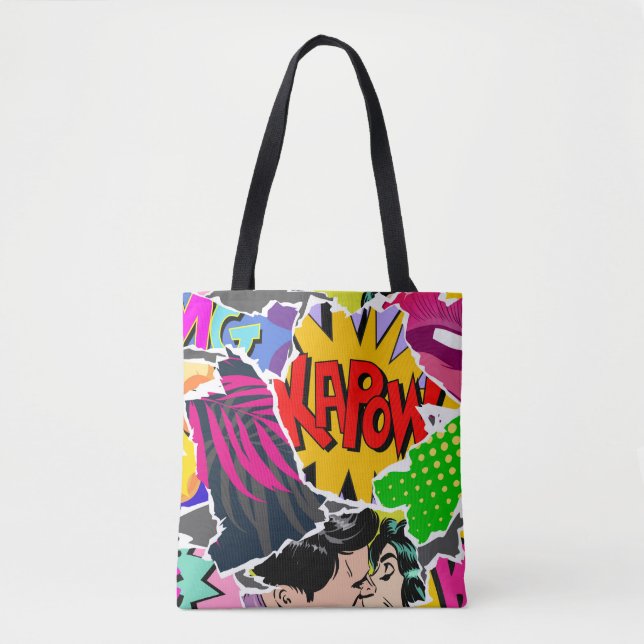 Seamless pattern pop art comics style. Collage of  Tote Bag (Front)