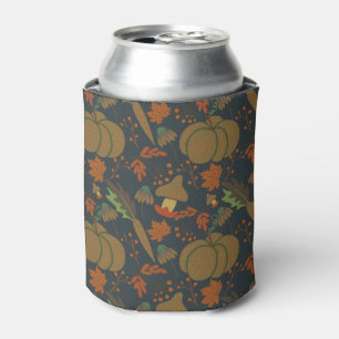 Seamless pattern Pumpkin & carrot dark background Can Cooler