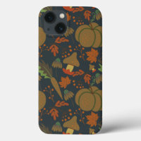 Seamless pattern Pumpkin & carrot dark background