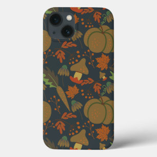 Seamless pattern Pumpkin & carrot dark background iPhone 13 Case