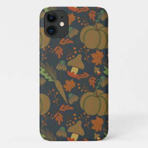 Seamless pattern Pumpkin & carrot dark background iPhone 11 Case