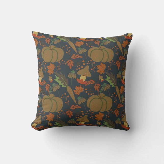 Seamless pattern Pumpkin & carrot dark background Cushion (Front)