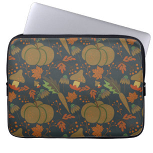 Seamless pattern Pumpkin & carrot dark background Laptop Sleeve
