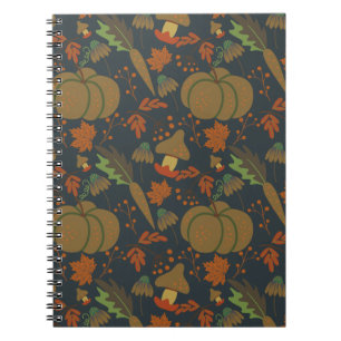 Seamless pattern Pumpkin & carrot dark background Notebook
