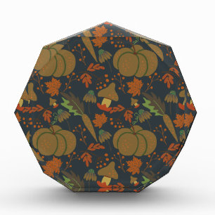 Seamless pattern Pumpkin & carrot dark background Photo Block