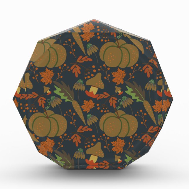 Seamless pattern Pumpkin & carrot dark background Photo Block (Front)