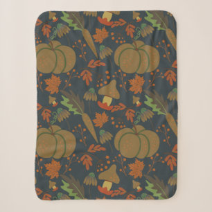 Seamless pattern Pumpkin & carrot dark background Sherpa Blanket