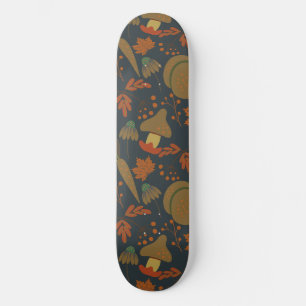 Seamless pattern Pumpkin & carrot dark background Skateboard