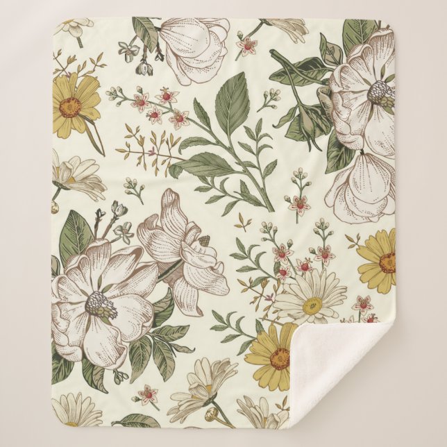 Seamless pattern. Realistic blooming isolated flow Sherpa Blanket (Front)