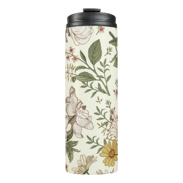 Seamless pattern. Realistic blooming isolated flow Thermal Tumbler (Front)