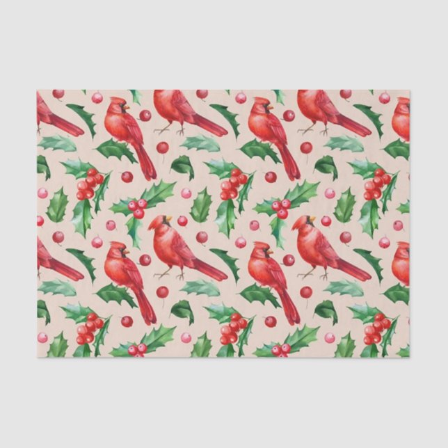 Seamless pattern red cardinal birds  tissue paper (Front)