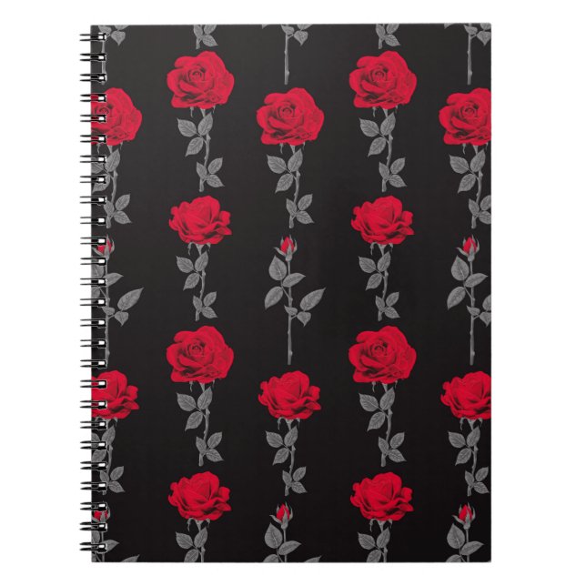 Seamless pattern red rose flowers vintage abstract notebook (Front)