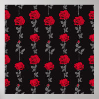 Seamless pattern red rose flowers vintage abstract