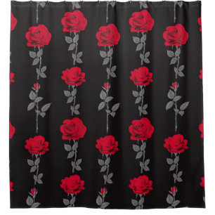 Seamless pattern red rose flowers vintage abstract shower curtain