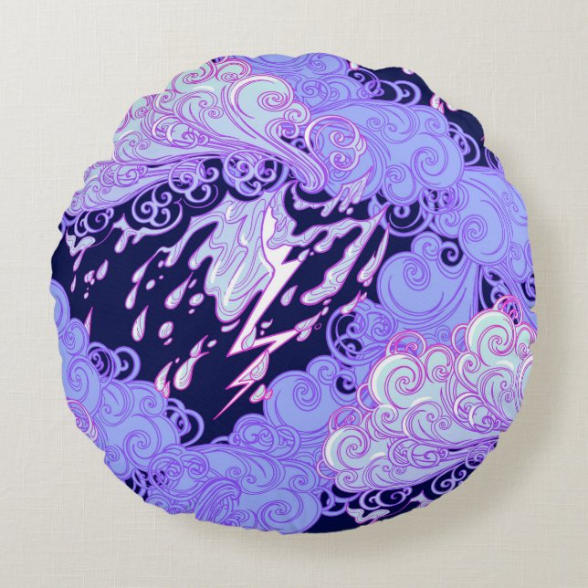 Seamless pattern. Retro style curly decorative clo Round Cushion (Front)