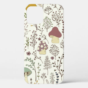 Seamless pattern. Set of colorful wild plants and iPhone 12 Case