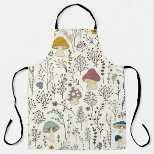 Seamless pattern. Set of colourful wild plants and Apron