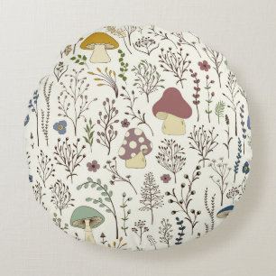 Seamless pattern. Set of colourful wild plants and Round Cushion