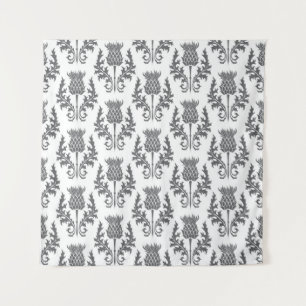 seamless pattern silhouette thistle tapestry