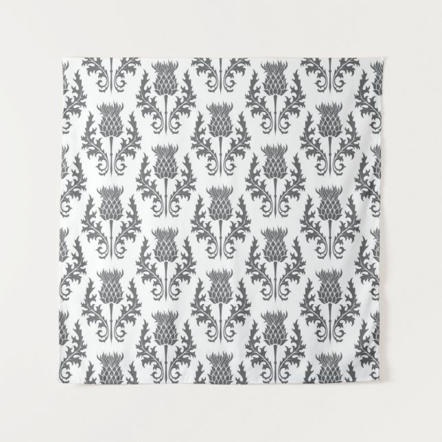 seamless pattern silhouette thistle tapestry (Front)