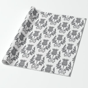 seamless pattern silhouette thistle wrapping paper