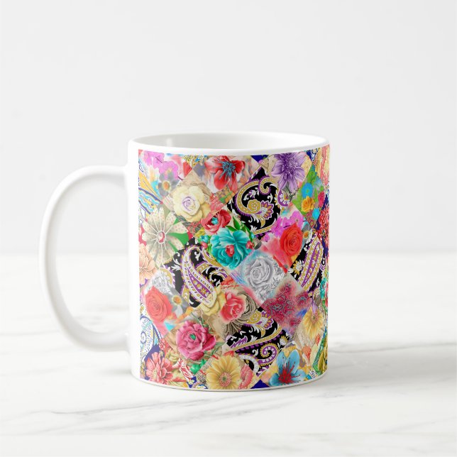 Seamless pattern. Skeleton of a pegasus with horn  Coffee Mug (Left)