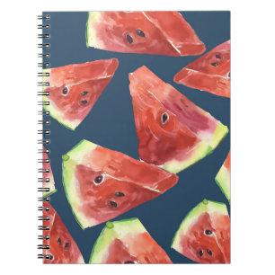 Seamless pattern. Slices of watercolor watermelon. Notebook