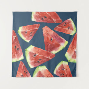 Seamless pattern. Slices of watercolor watermelon. Tapestry