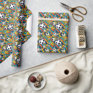 Seamless Pattern Soccer Sports Wrapping Paper