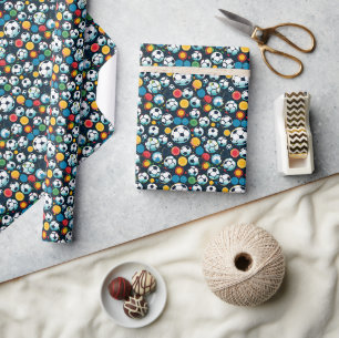 Seamless Pattern Soccer Sports Wrapping Paper