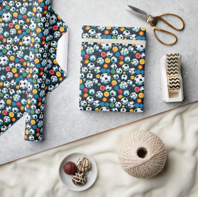 Seamless Pattern Soccer Sports Wrapping Paper (Crafts)