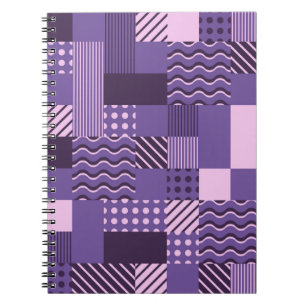 Seamless pattern. Square tiles with chaotic orname Notebook