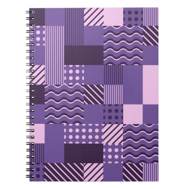 Seamless pattern. Square tiles with chaotic orname Notebook (Front)