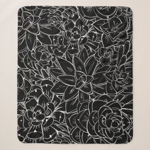 Seamless pattern succulent. Floral vintage design Sherpa Blanket