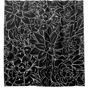 Seamless pattern succulent. Floral vintage design Shower Curtain