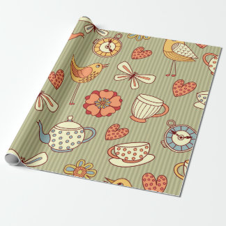 Seamless pattern "summer tea party" wrapping paper