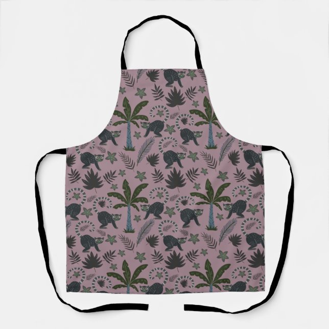 Seamless pattern Tropical animals monkey jumping Apron (Front)