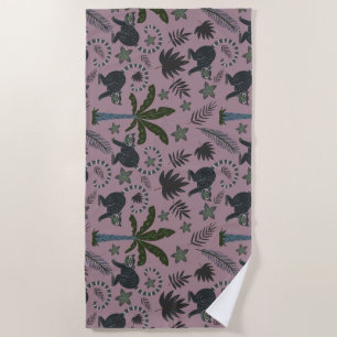 Seamless pattern Tropical animals monkey jumping Beach Towel