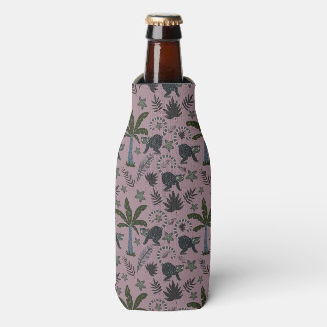 Seamless pattern Tropical animals monkey jumping Bottle Cooler (Bottle Front)