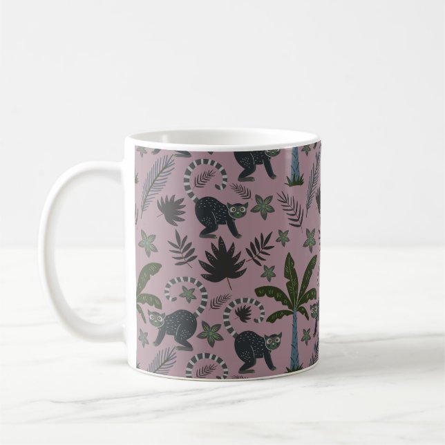 Seamless pattern Tropical animals monkey jumping Coffee Mug (Left)