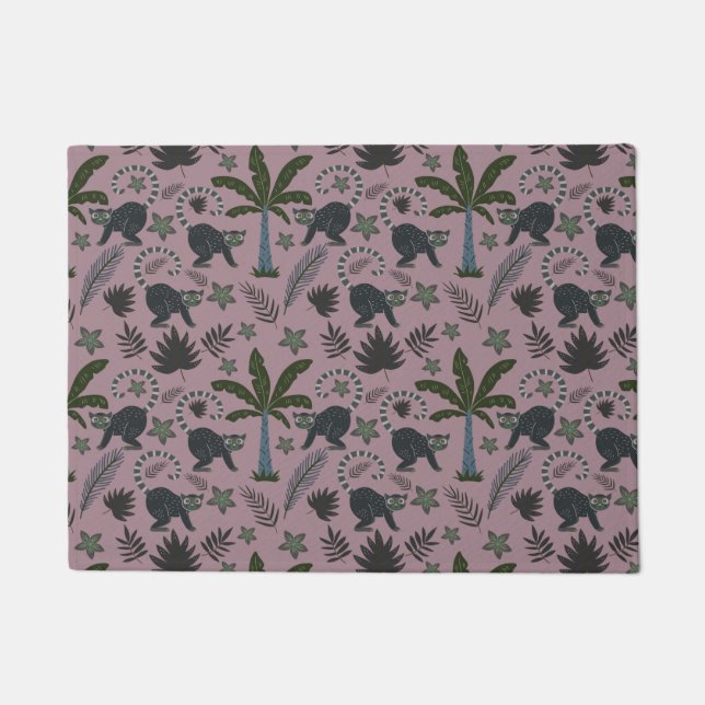 Seamless pattern Tropical animals monkey jumping Doormat (Front)