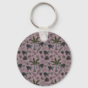 Seamless pattern Tropical animals monkey jumping Key Ring