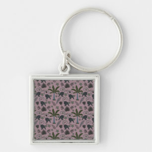 Seamless pattern Tropical animals monkey jumping Key Ring