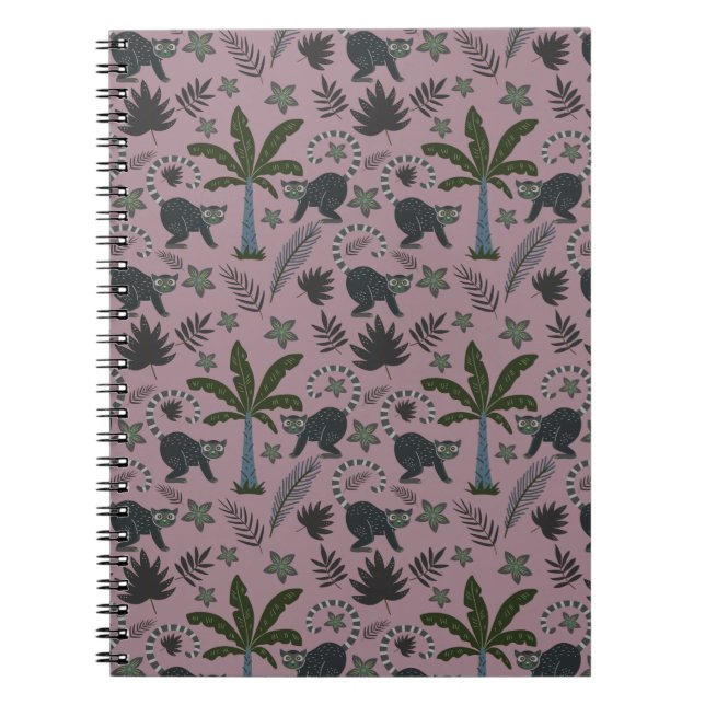 Seamless pattern Tropical animals monkey jumping Notebook (Front)